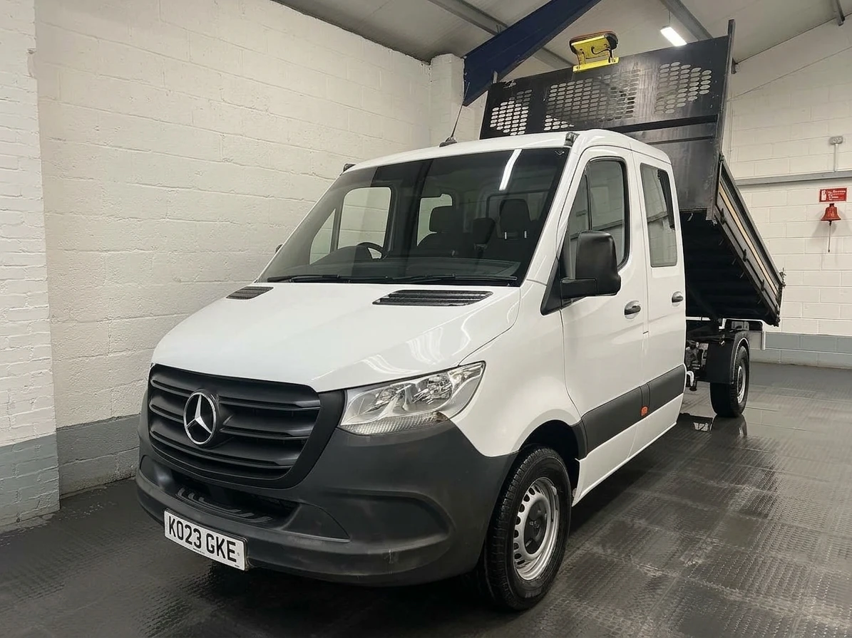 2023 Mercedes-Benz Sprinter Double Cab Tipper Van — front three-quarter view