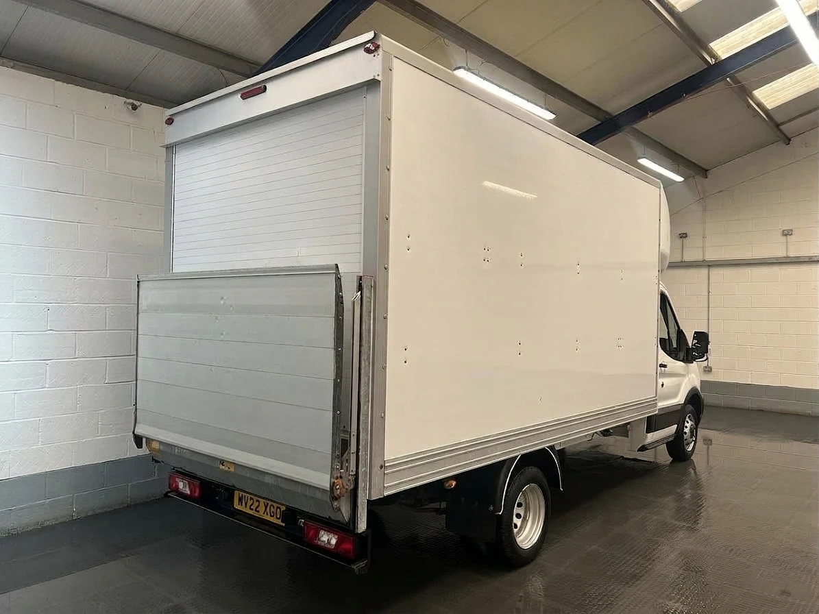 2022 Ford Transit Luton Box Van — rear three-quarter view