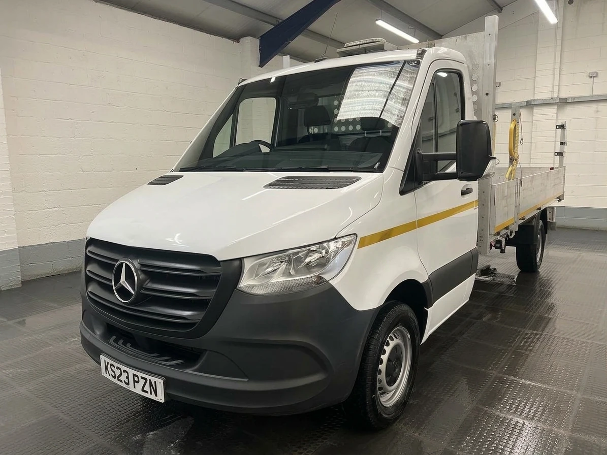 2023 Mercedes-Benz Sprinter Dropside Van — front three-quarter view