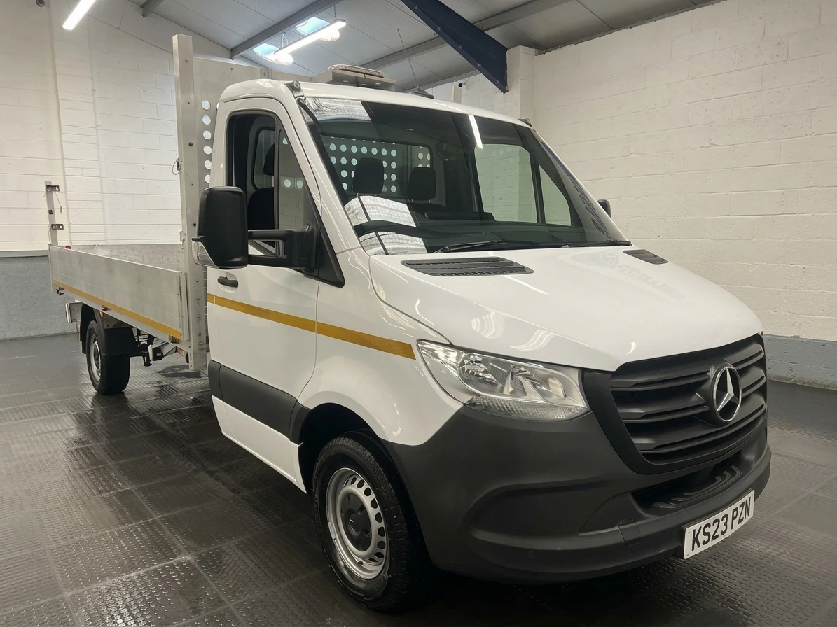 2023 Mercedes-Benz Sprinter Dropside Van — front three-quarter view