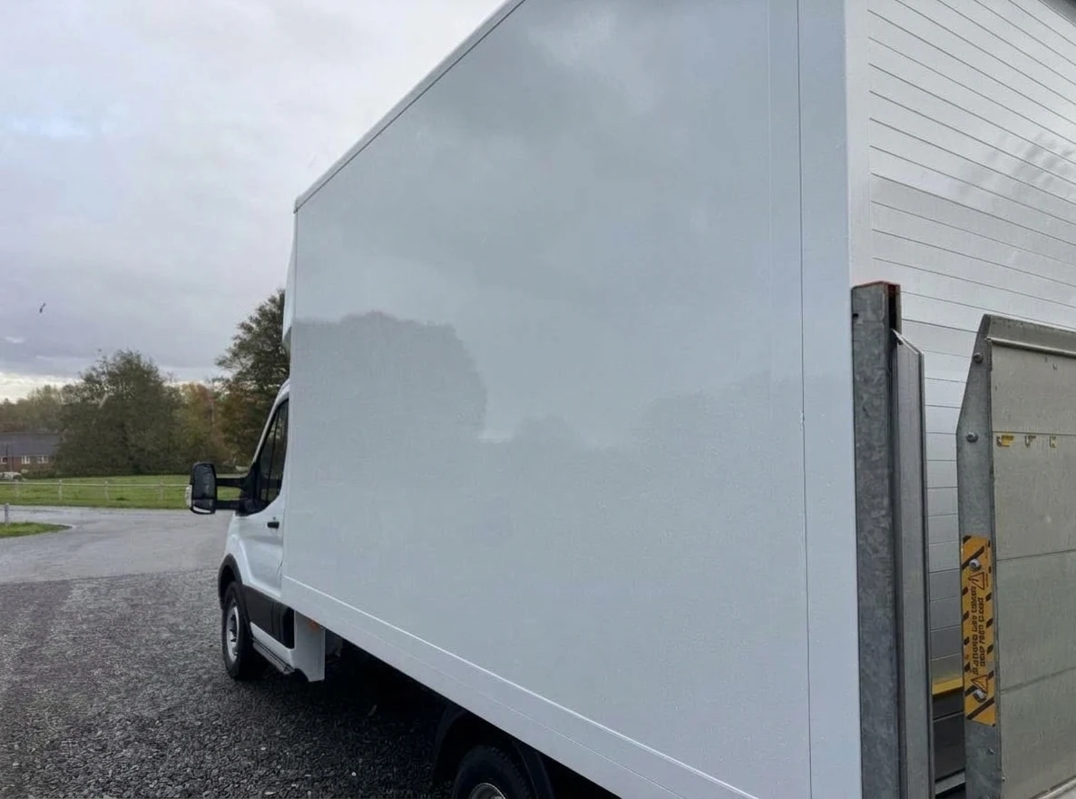 2021 Ford Transit Luton Box Van — rear three-quarter view