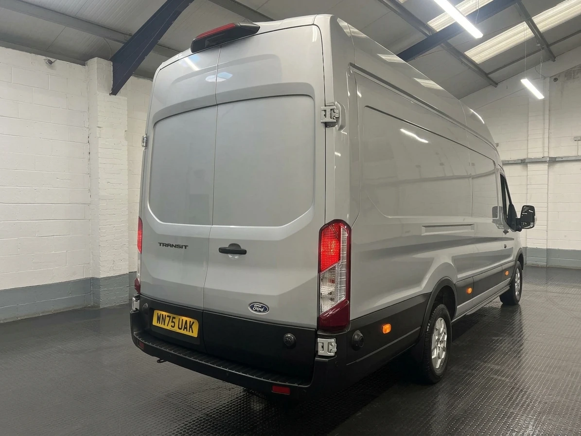 2025 Ford Transit High Roof Panel Van — rear three-quarter view