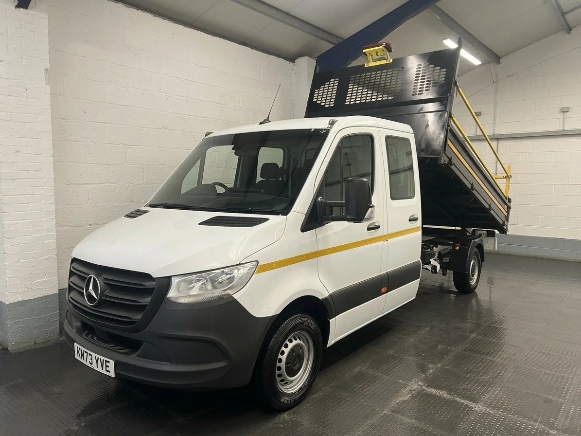 2023 Mercedes-Benz Sprinter Double Cab Tipper Van — front three-quarter view