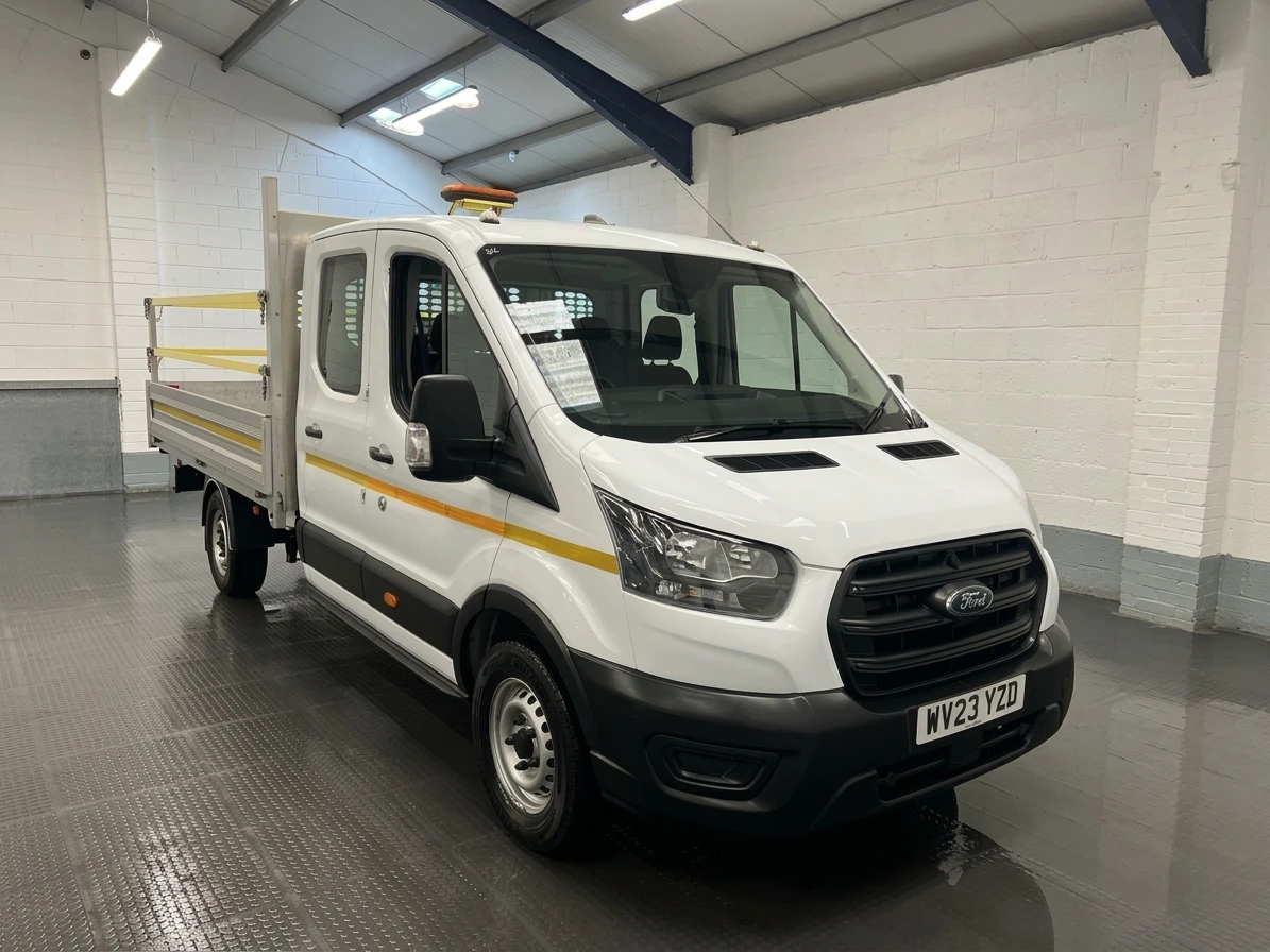 2023 Ford Transit Double Cab Dropside Van — front three-quarter view