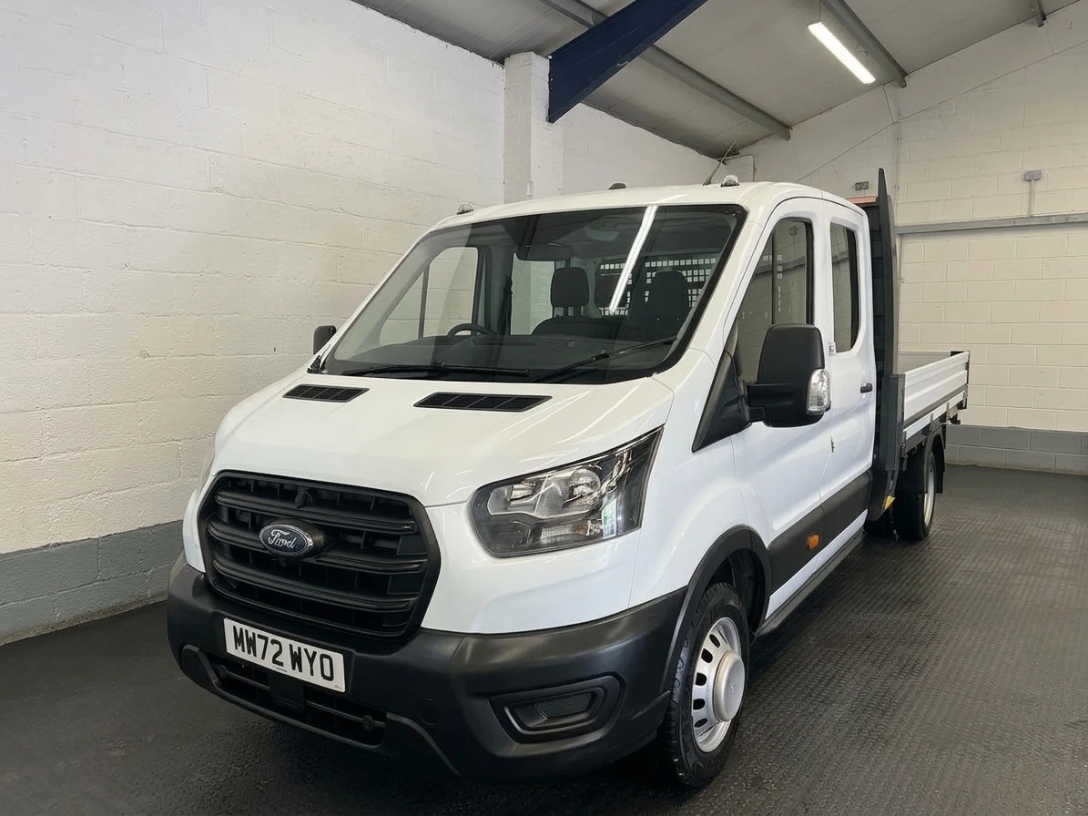 2022 Ford Transit Double Cab Dropside Van — front three-quarter view