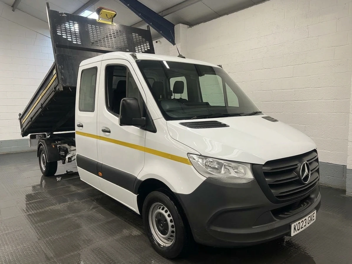 2023 Mercedes-Benz Sprinter Double Cab Tipper Van — front three-quarter view