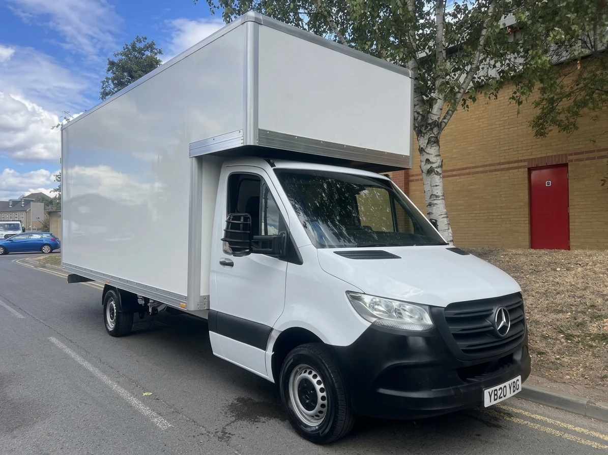 2020 Mercedes-Benz Sprinter Luton Box Van — front three-quarter view