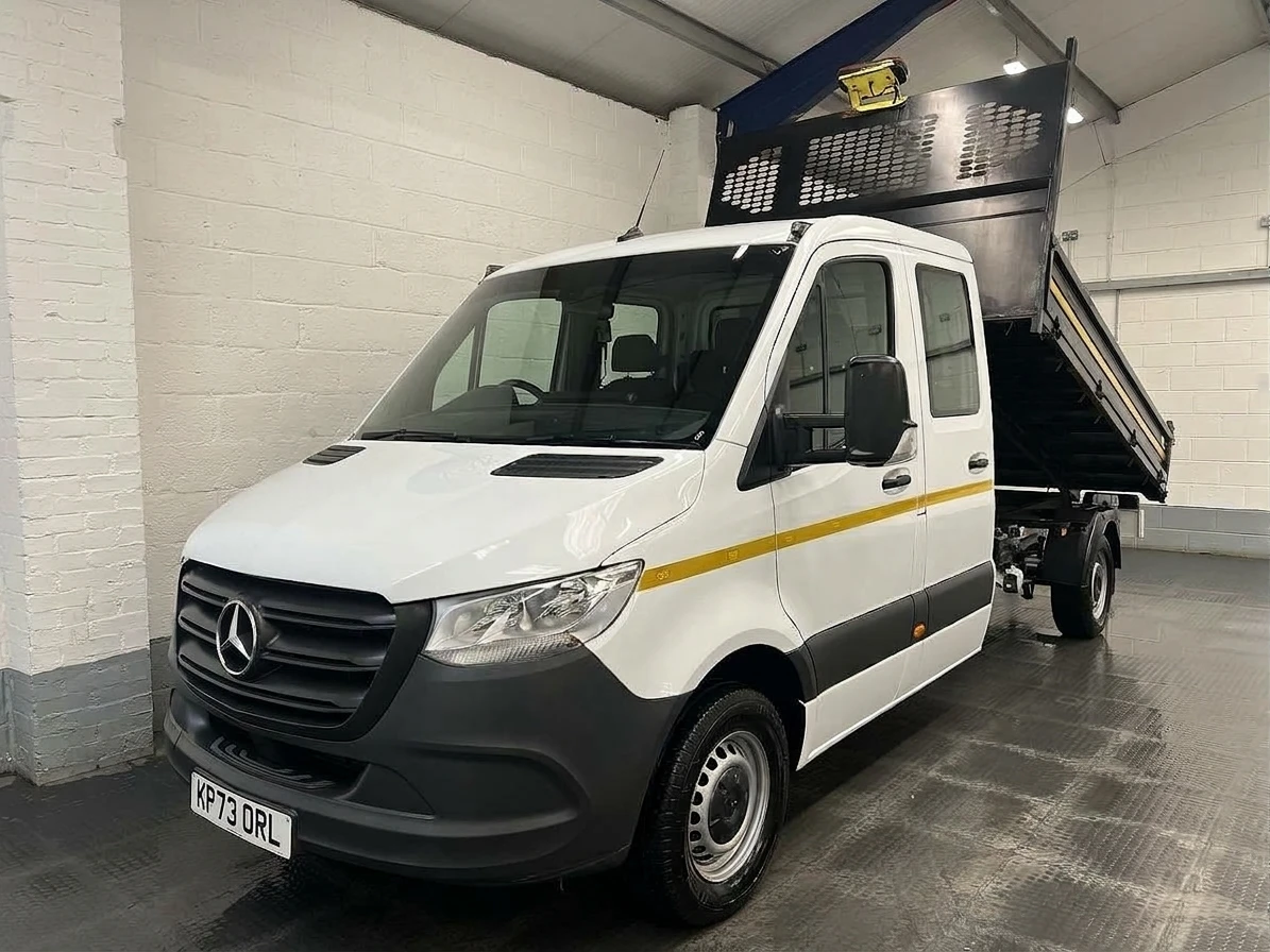 2023 Mercedes-Benz Sprinter Double Cab Tipper Van — front three-quarter view