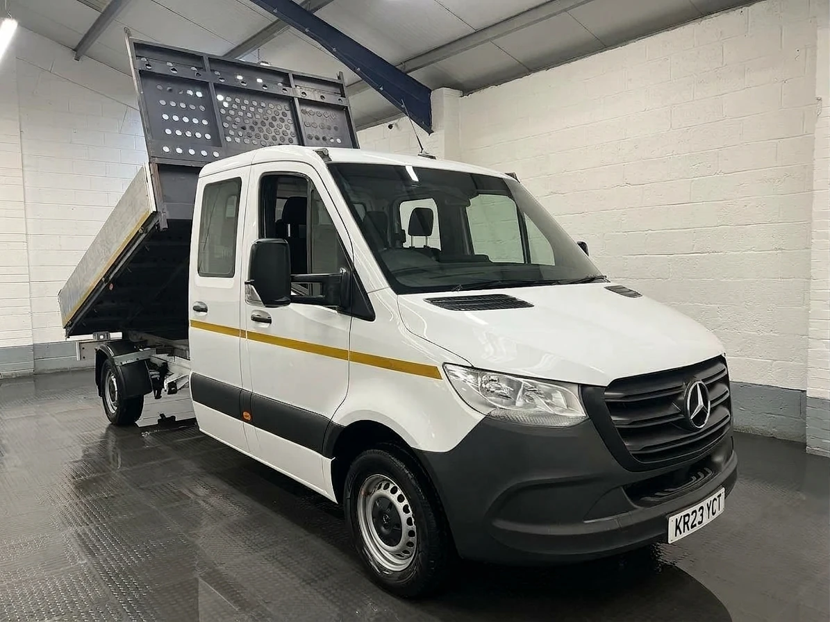 2023 Mercedes-Benz Sprinter Double Cab Tipper Van — front three-quarter view
