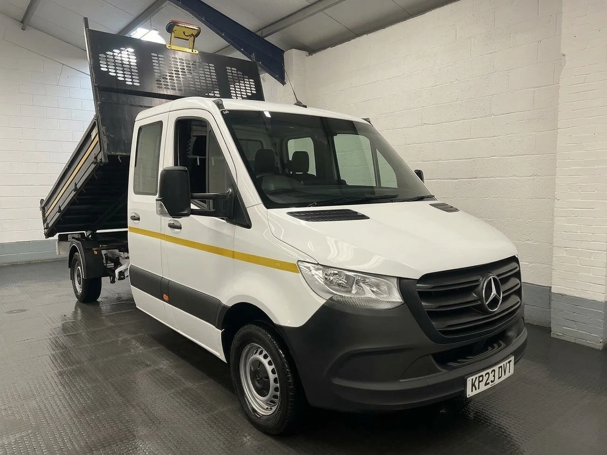 2023 Mercedes-Benz Sprinter Double Cab Tipper Van — front three-quarter view