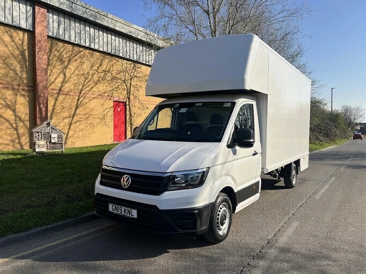2019 Volkswagen Crafter Luton Low Loader Van — front three-quarter view