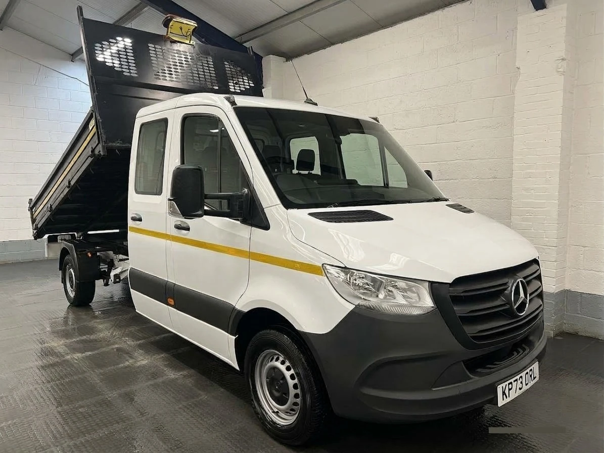 2023 Mercedes-Benz Sprinter Double Cab Tipper Van — front three-quarter view