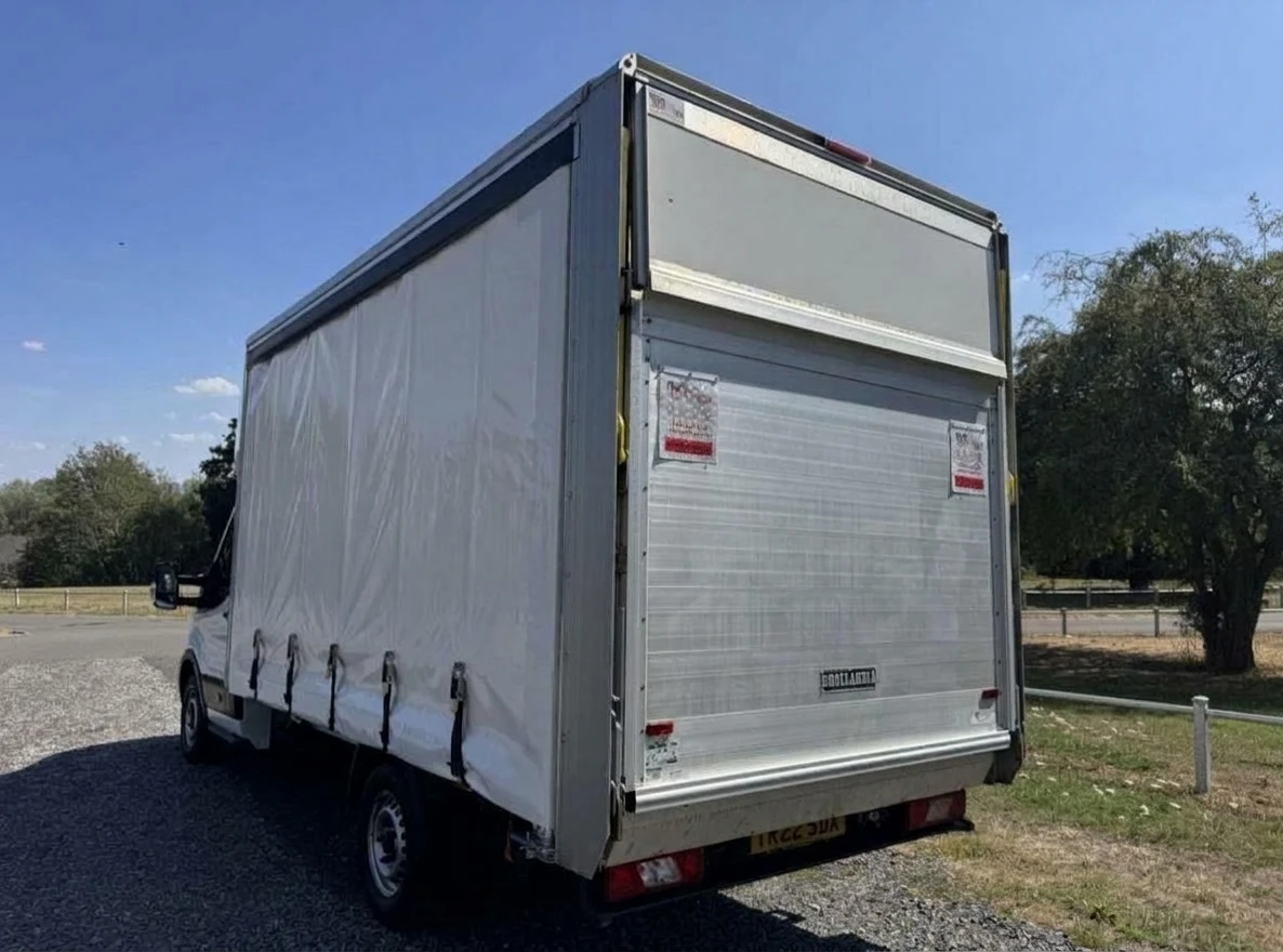 2022 Ford Transit CurtainSider Van — rear three-quarter view