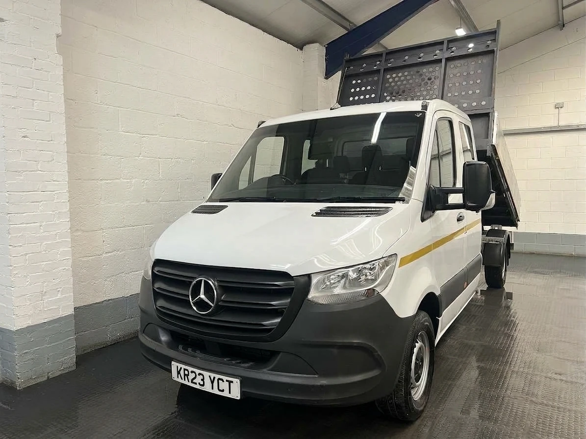 2023 Mercedes-Benz Sprinter Double Cab Tipper Van — front three-quarter view