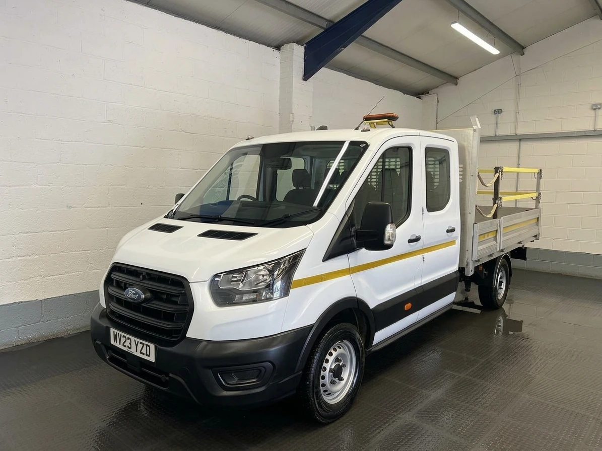 2023 Ford Transit Double Cab Dropside Van — front three-quarter view
