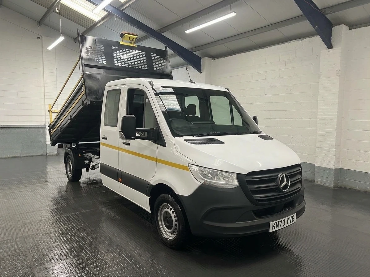 2023 Mercedes-Benz Sprinter Double Cab Tipper Van — front three-quarter view