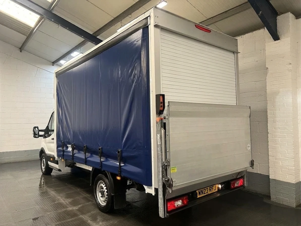 2023 Ford Transit CurtainSider Van — rear three-quarter view