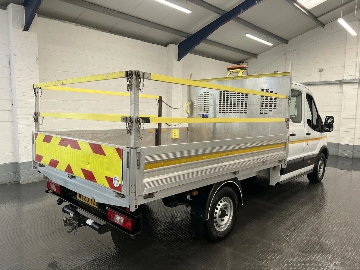 2023 Ford Transit Double Cab Dropside Van — rear three-quarter view