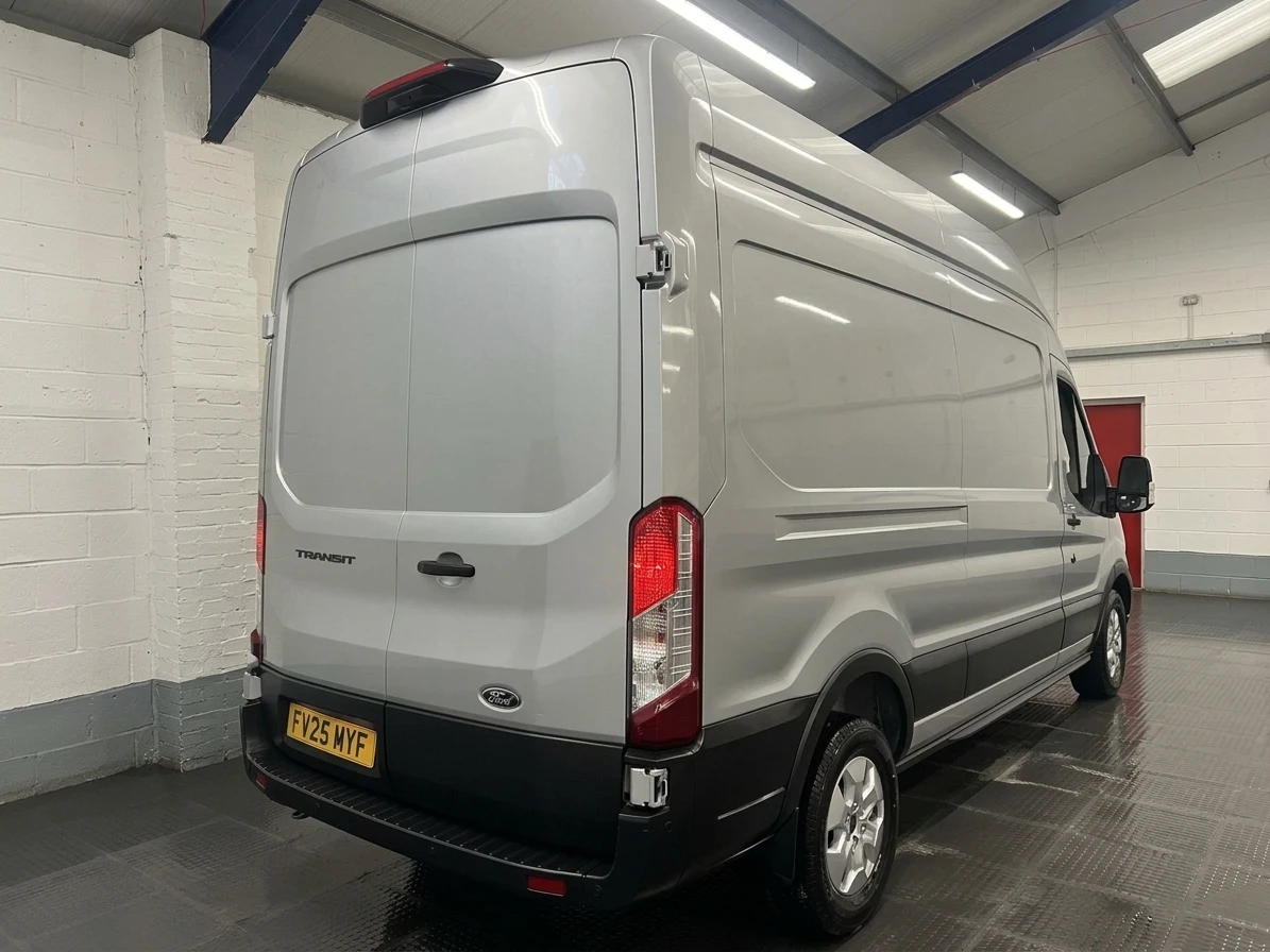 2025 Ford Transit High Roof Panel Van — rear three-quarter view