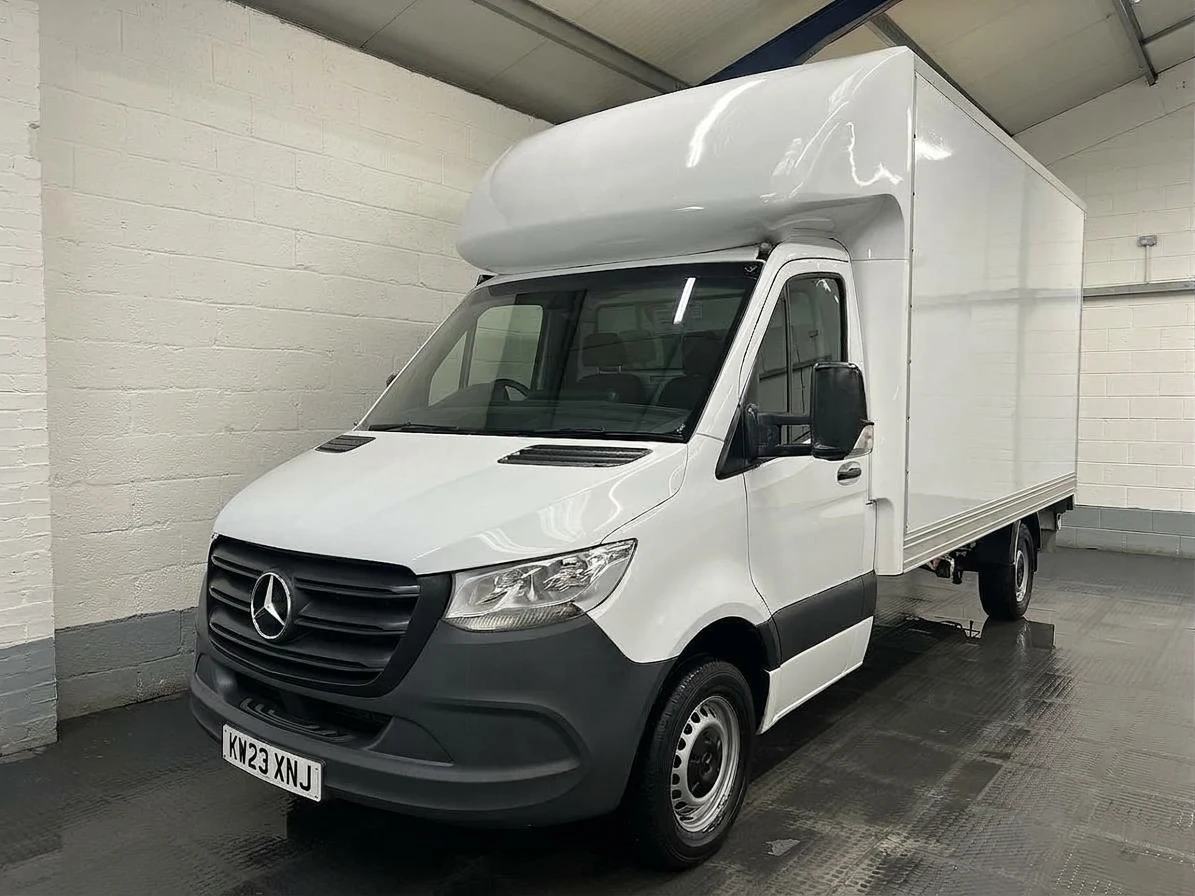 2023 Mercedes-Benz Sprinter Luton Box Van — front three-quarter view