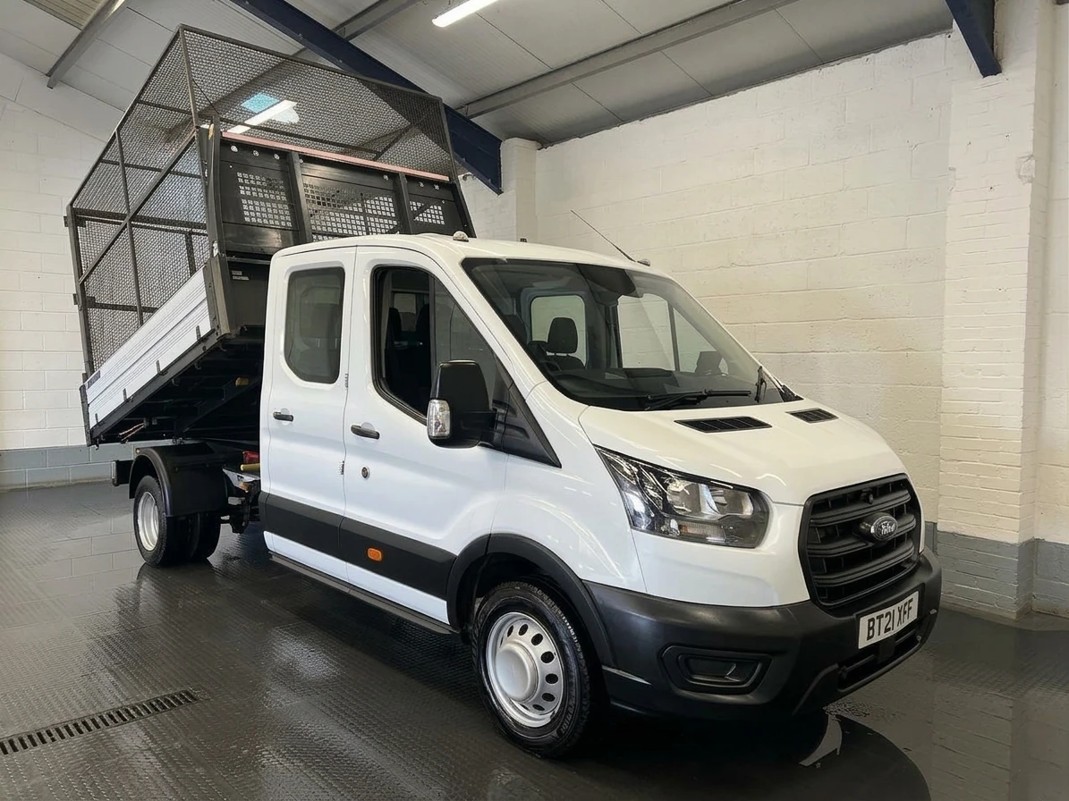 2021 Ford Transit Double Cab Tipper Van — front three-quarter view