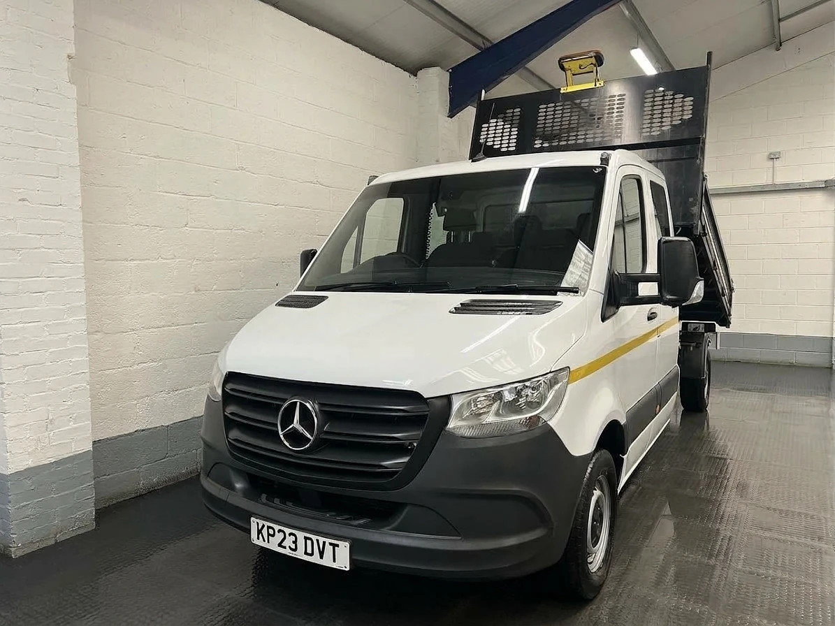 2023 Mercedes-Benz Sprinter Double Cab Tipper Van — front three-quarter view