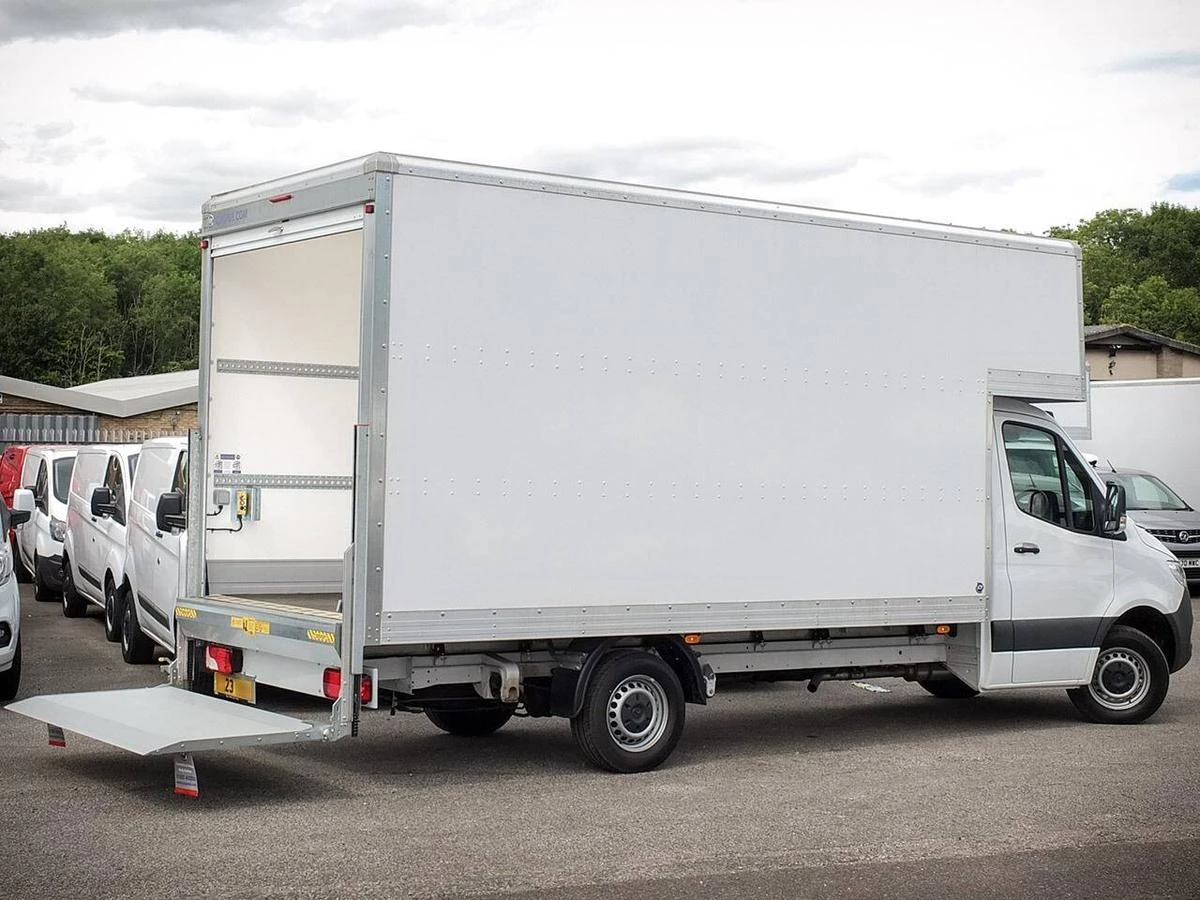 2023 Mercedes-Benz Sprinter Luton Box Van — rear three-quarter view