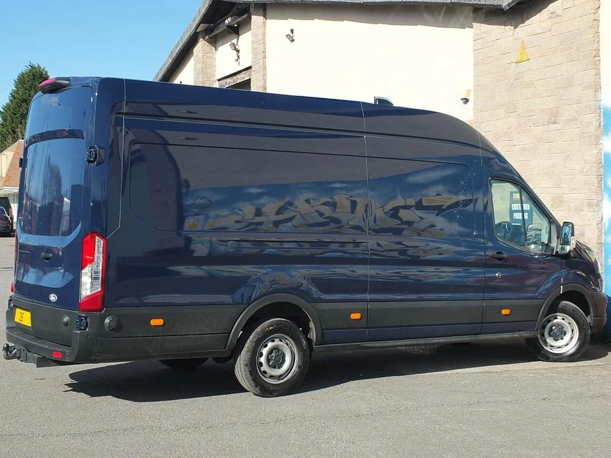 2025 Ford Transit High Roof Panel Van — rear three-quarter view