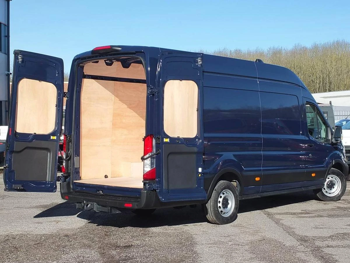 2025 Ford Transit High Roof Panel Van — rear three-quarter view